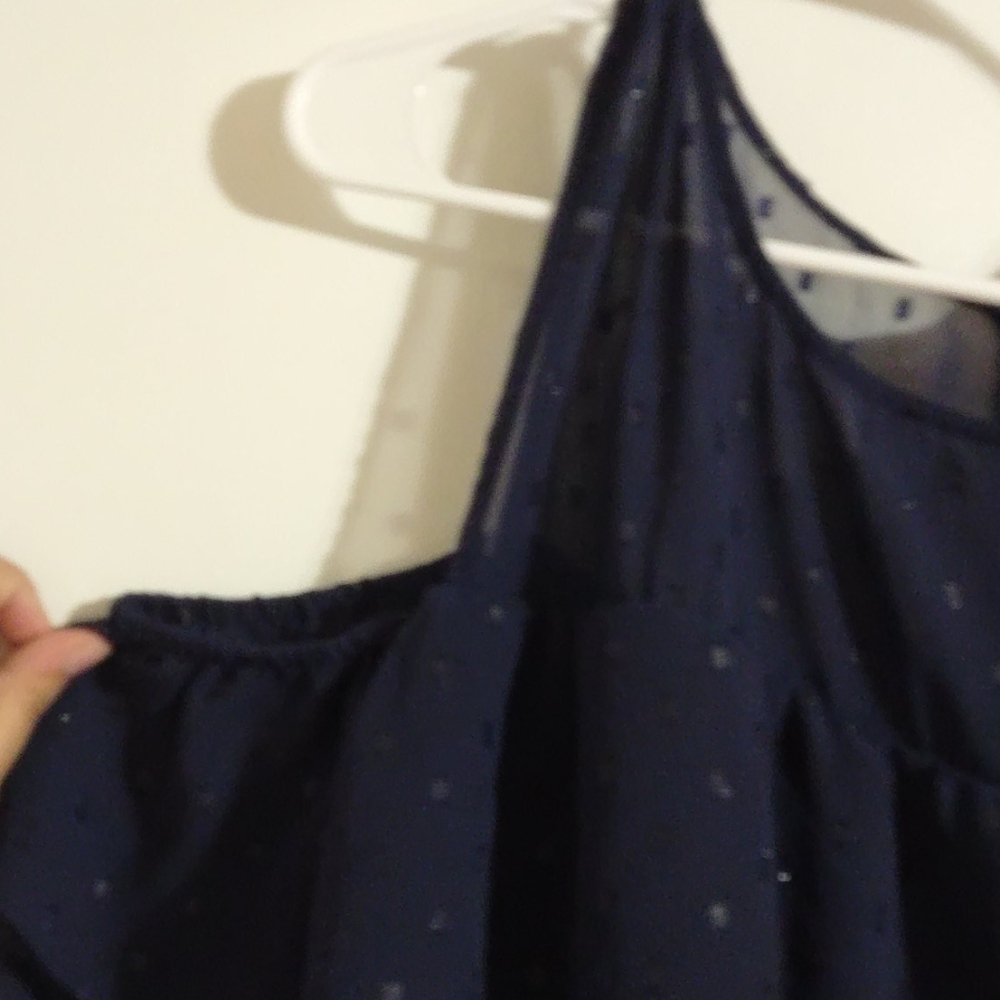 Polka Dotted, Lace Dress (shoulderless sleeves) - Picture 2 of 4